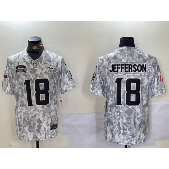 Mens Youths Kids Womens 18Justin Jefferson Salute to Service Stitched Jersey